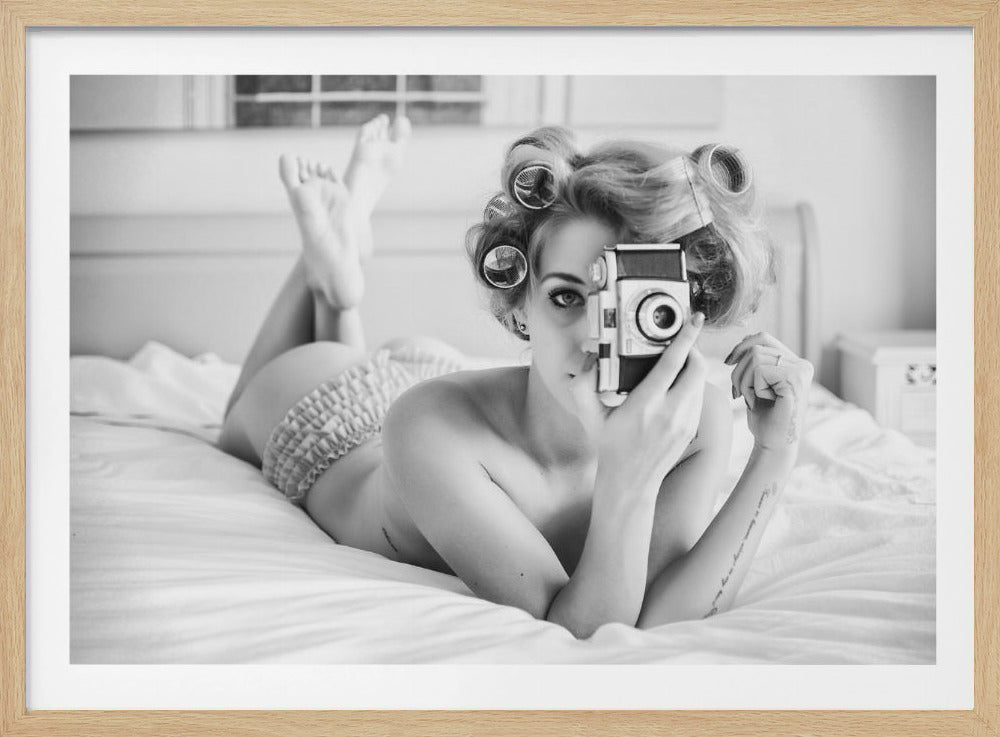 An abstract art print or poster featuring a stylized chick, a click representation, and a curl design, suitable for wall decor. Wall Art