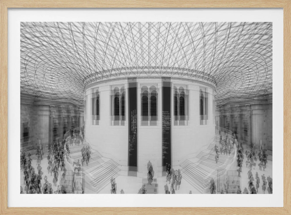 An art print or poster depicting a scene or representation of the British Museum, likely featuring its architecture or interior details, with text indicating 'A visit to the British Museum'. Artwork