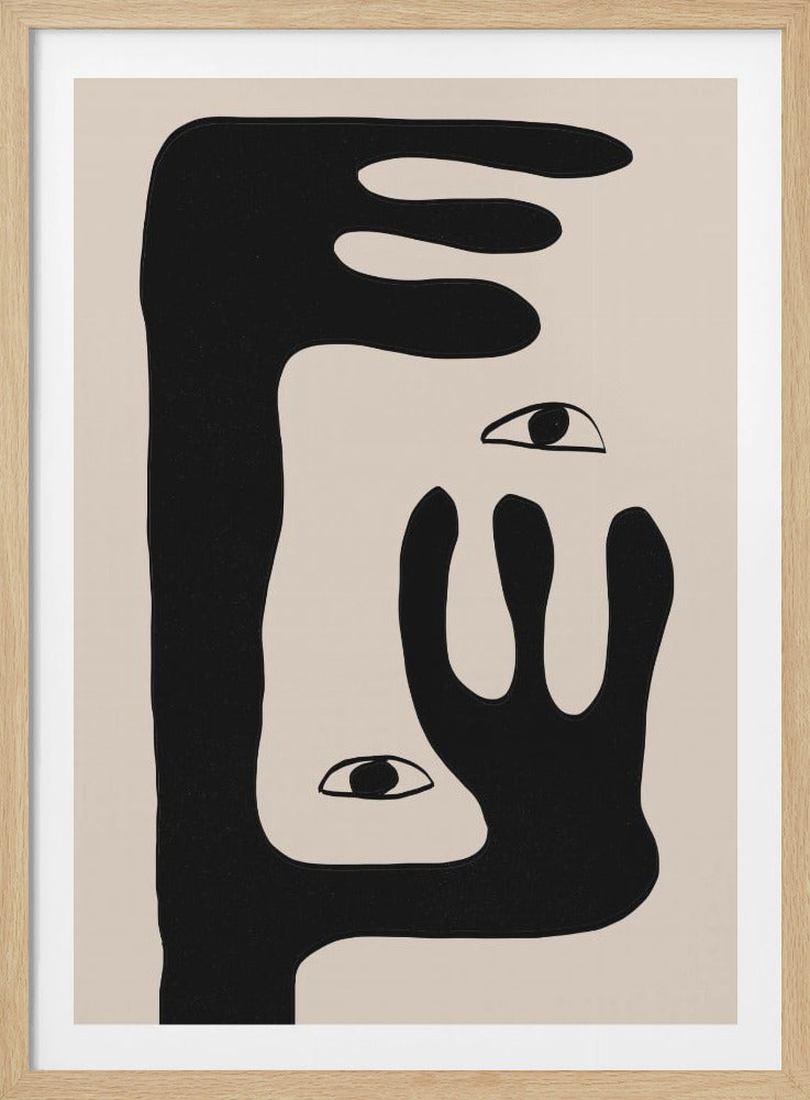 An abstract art print featuring a stylized face, part of a series labeled 'No2'. Print