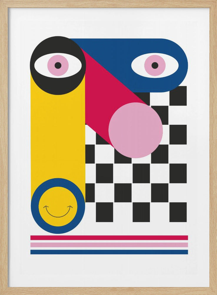 An abstract art print featuring a stylized face, perfect for modern decor. Poster