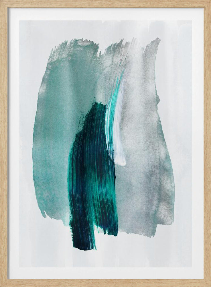 An abstract art print featuring energetic brush strokes in a dynamic, multicolor composition, numbered 19. Print