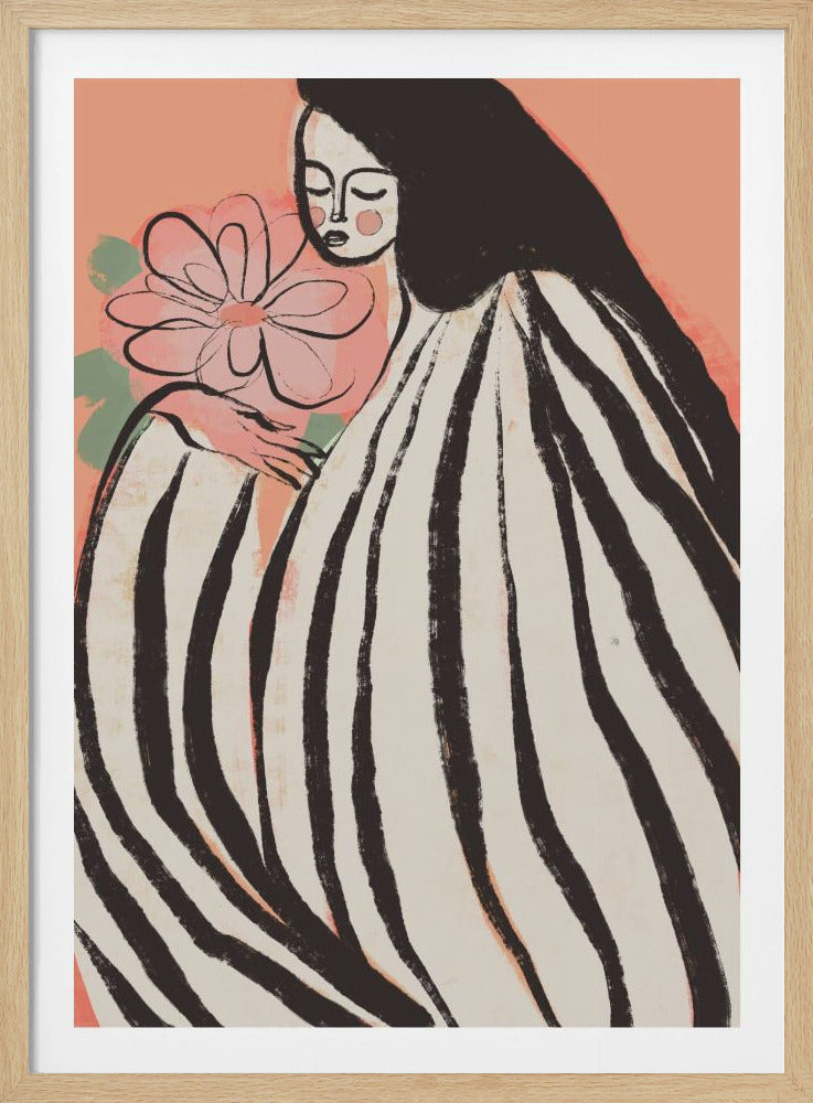 An art print titled 'A Silent Moment' featuring a serene scene with dominant peach tones. Poster