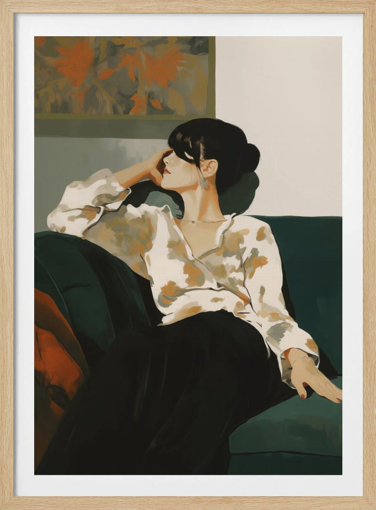 An art print titled 'A Sunday In the Sofa', depicting a cozy and relaxing indoor scene, likely featuring a sofa. Poster