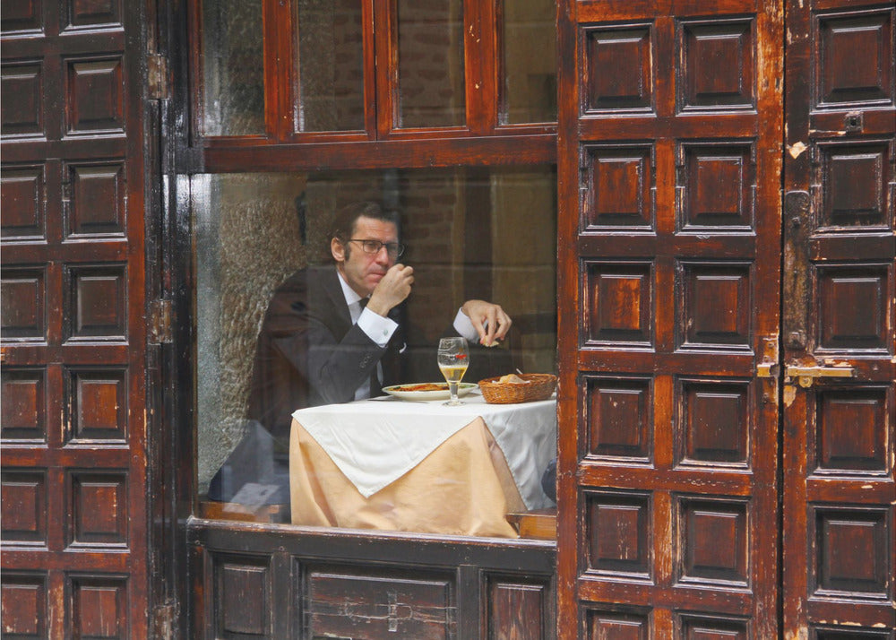 Lonely Man Dinner in Madrid's Latin Quarter - Poster / Art Print