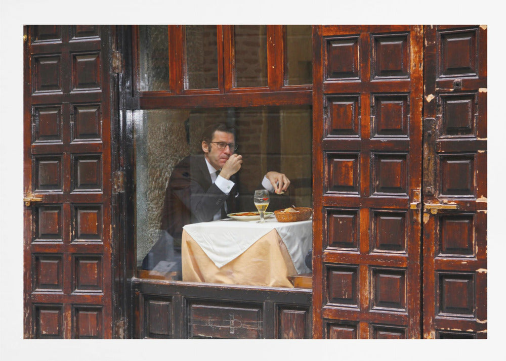 Lonely Man Dinner in Madrid's Latin Quarter - Poster / Art Print