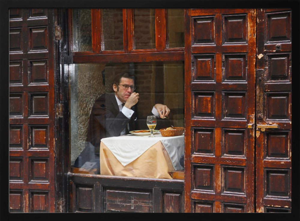 Lonely Man Dinner in Madrid's Latin Quarter - Poster / Art Print