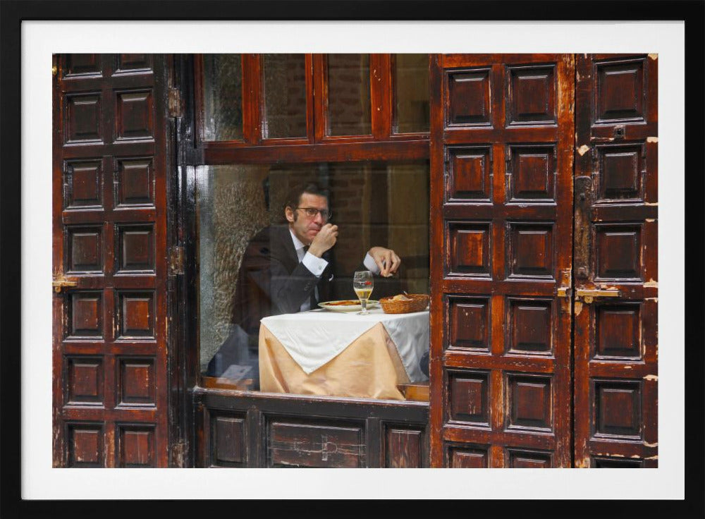 Lonely Man Dinner in Madrid's Latin Quarter - Poster / Art Print