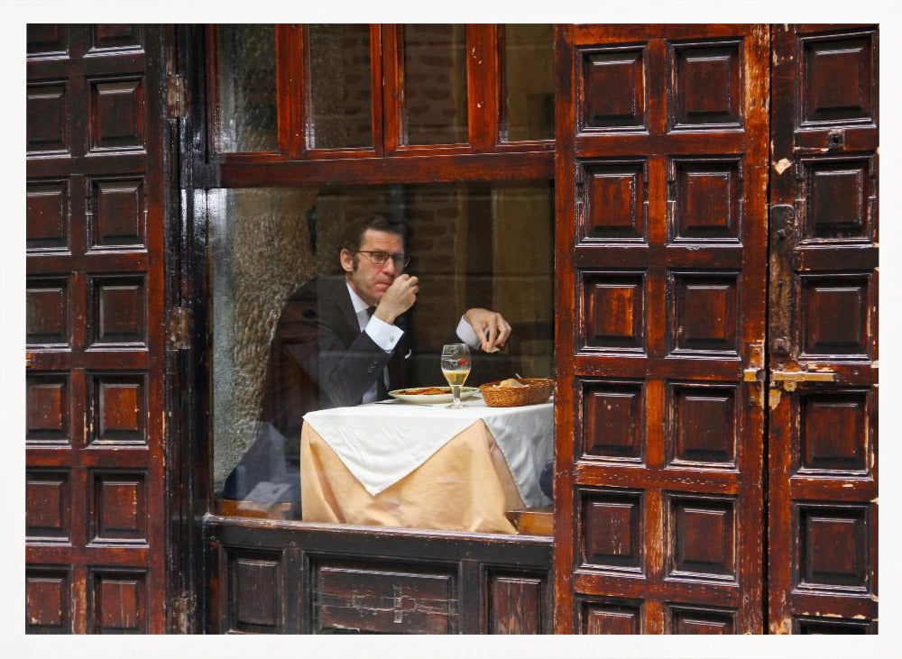 Lonely Man Dinner in Madrid's Latin Quarter - Poster / Art Print