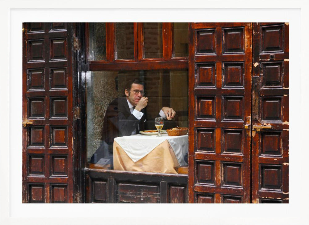 Lonely Man Dinner in Madrid's Latin Quarter - Poster / Art Print