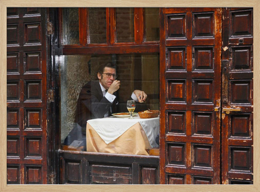 Lonely Man Dinner in Madrid's Latin Quarter - Poster / Art Print