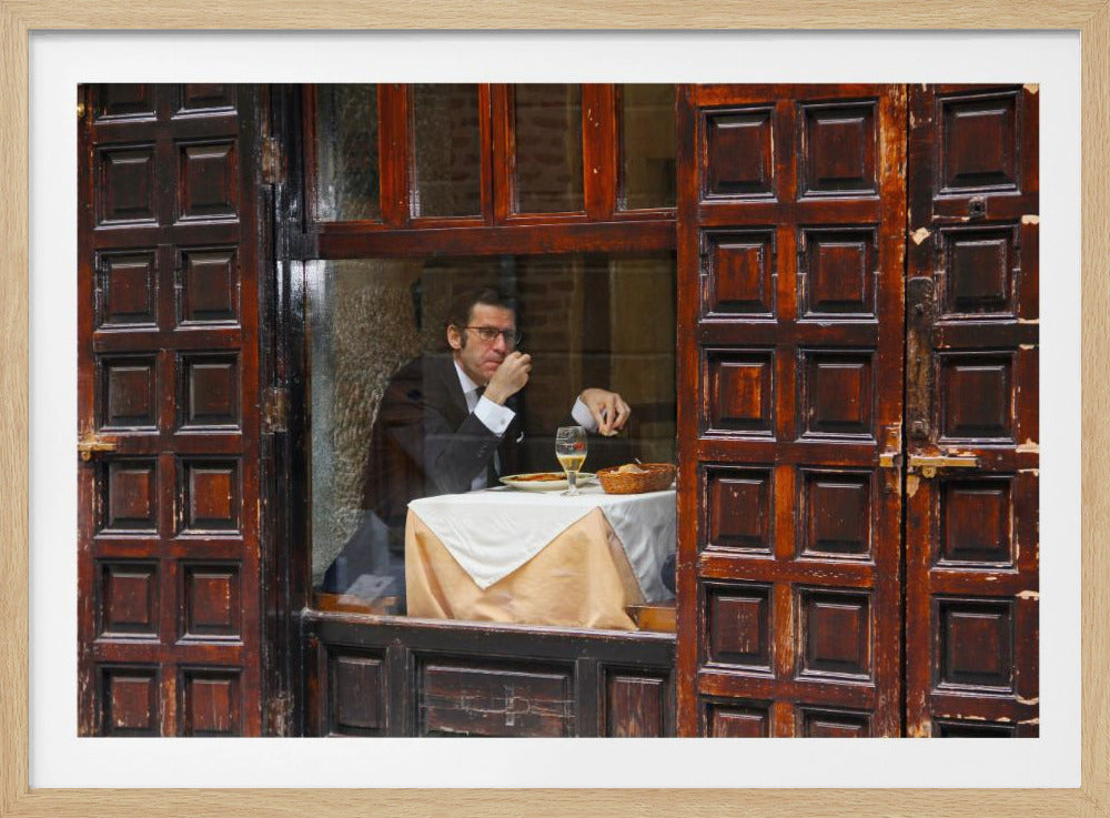 Lonely Man Dinner in Madrid's Latin Quarter - Poster / Art Print