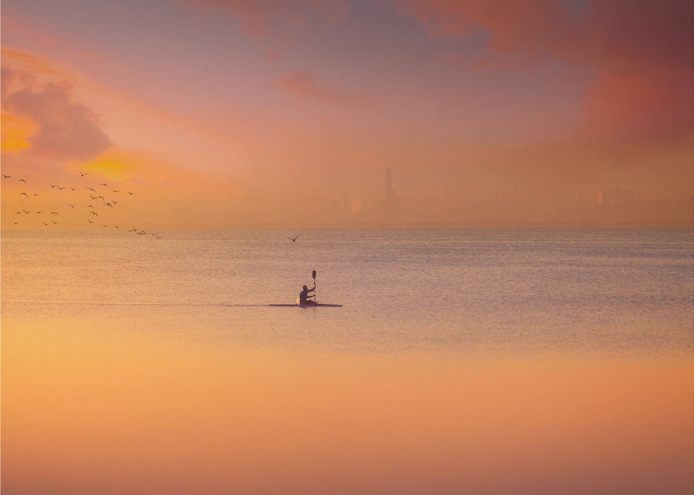 Albufera kayaking at sunset 7D17 - Poster / Art Print