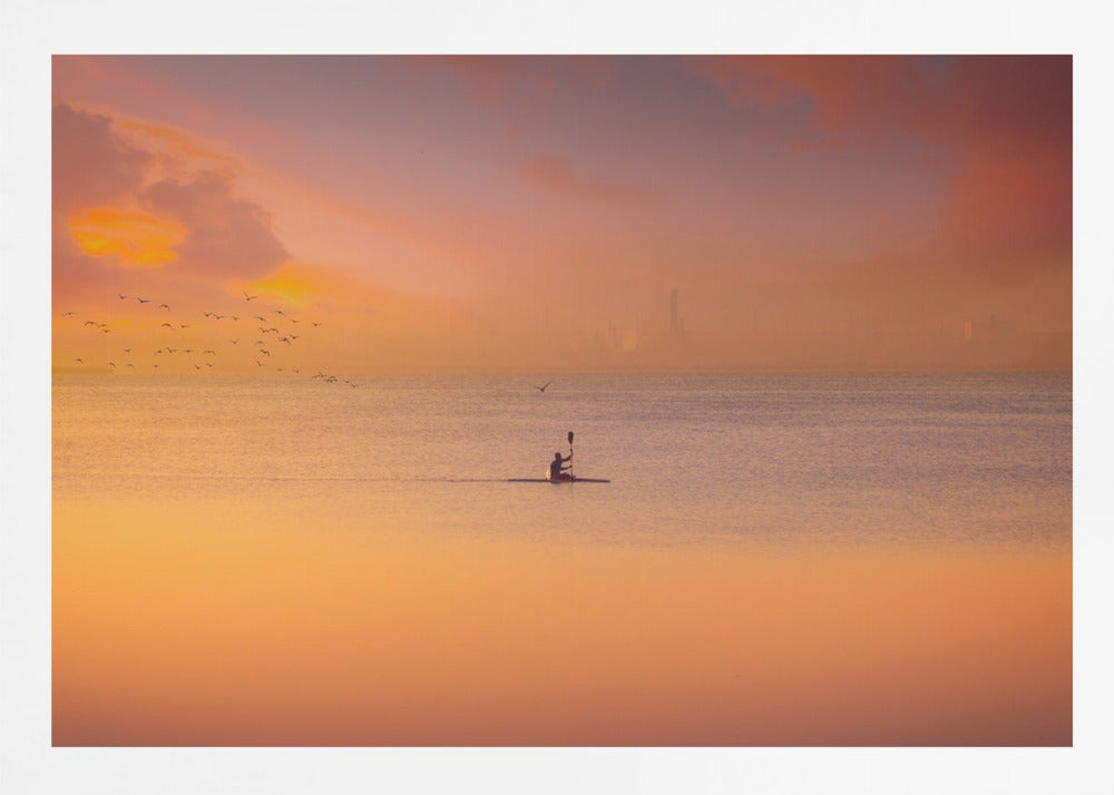 Albufera kayaking at sunset 7D17 - Poster / Art Print