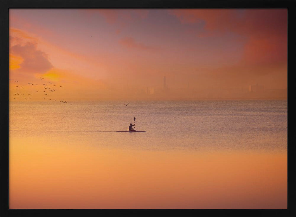 Albufera kayaking at sunset 7D17 - Poster / Art Print