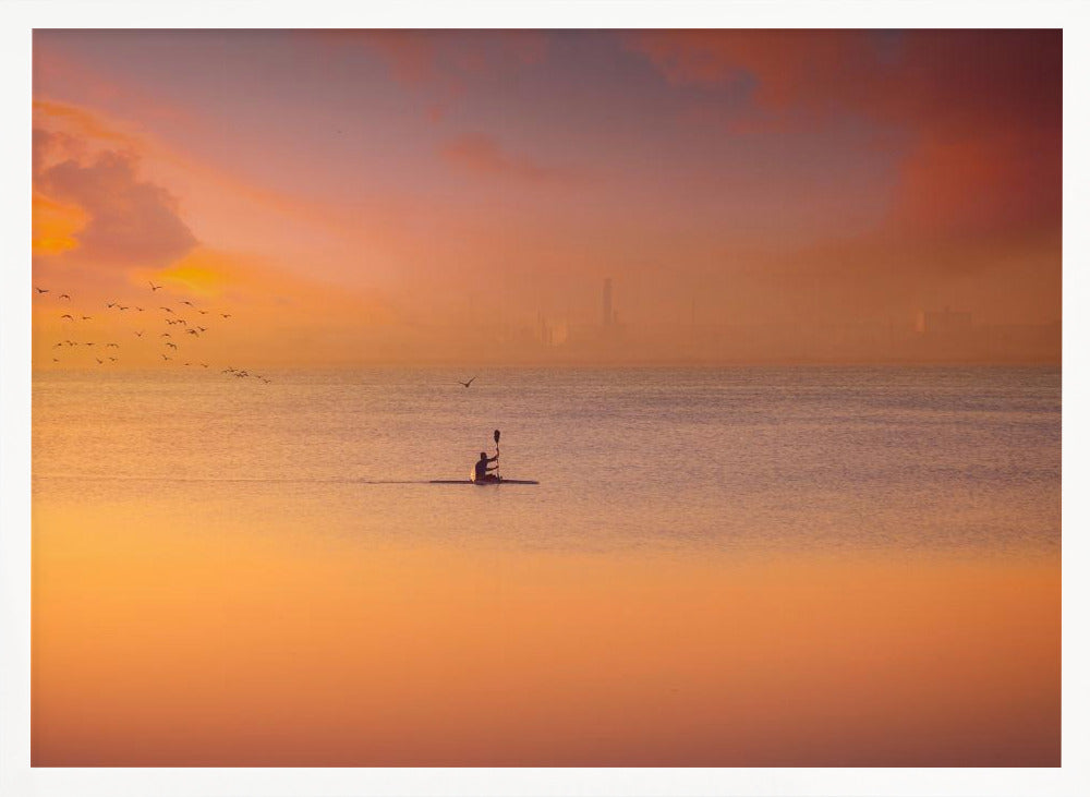 Albufera kayaking at sunset 7D17 - Poster / Art Print