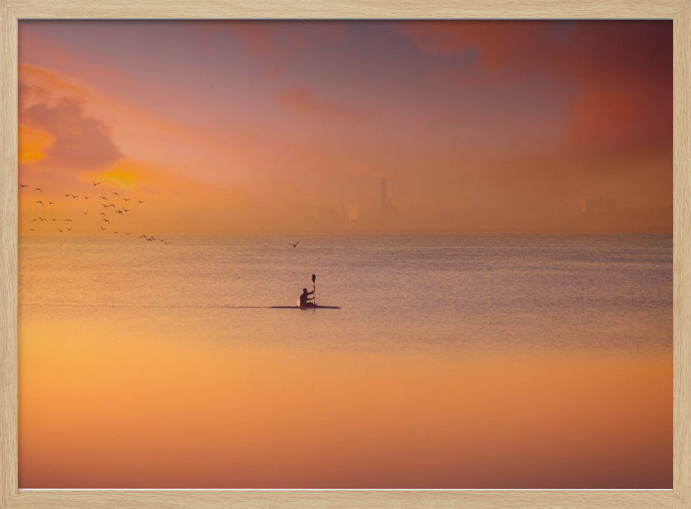 Albufera kayaking at sunset 7D17 - Poster / Art Print