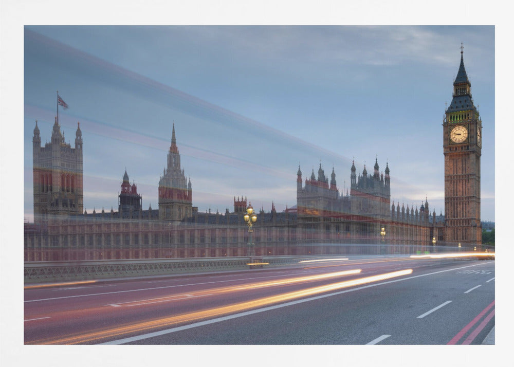 Big Ben with bright trails - Poster / Art Print