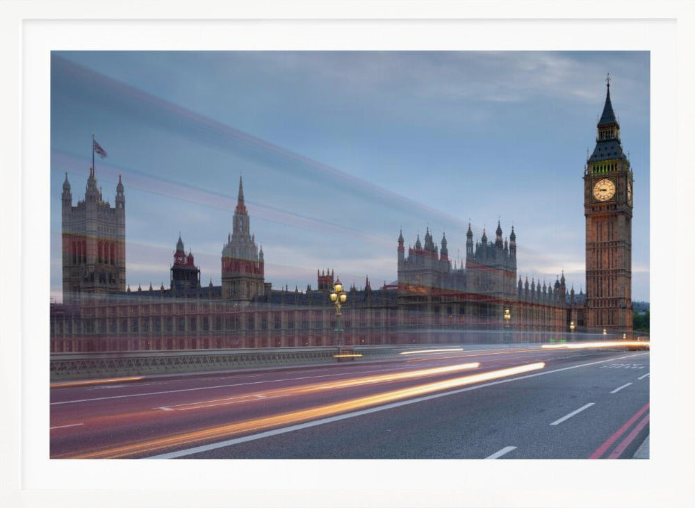 Big Ben with bright trails - Poster / Art Print