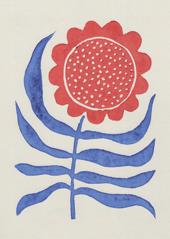 Red Flower / Lino Print - Poster / Art Print