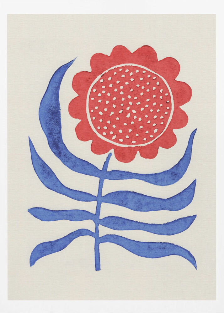 Red Flower / Lino Print - Poster / Art Print