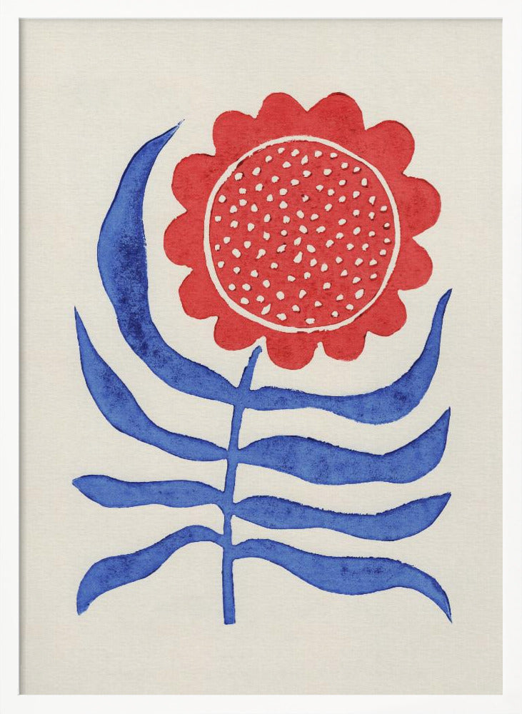 Red Flower / Lino Print - Poster / Art Print