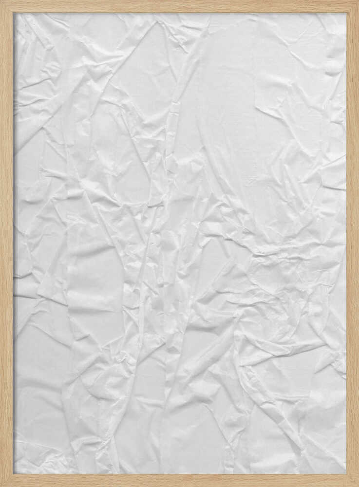 Abstract black and white art print of a crumpled piece of paper, creating a textured surface.