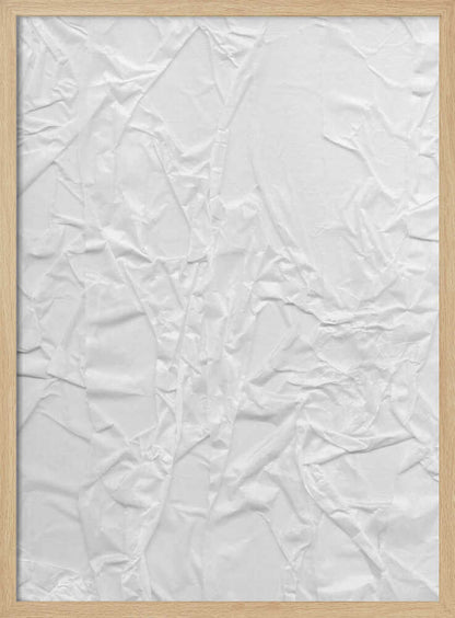 Abstract black and white art print of a crumpled piece of paper, creating a textured surface.