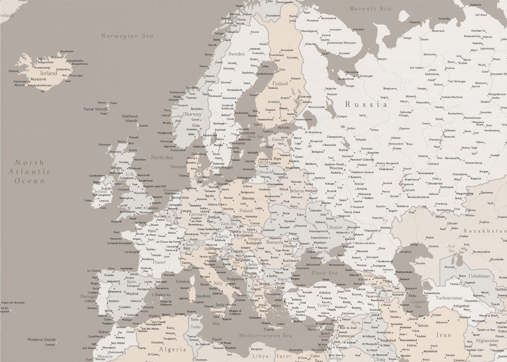 Detaljerad Europakarta - Poster / Art Print