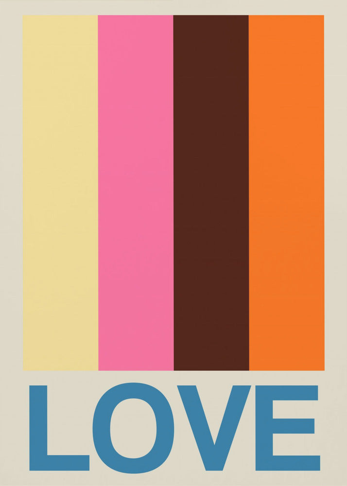 Retro Stripe LOVE Summer Fruits - Poster / Art Print