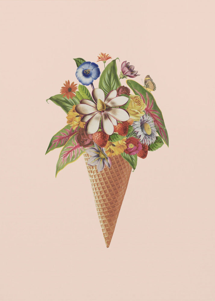 Botanical pink ice cream - Poster / Art Print