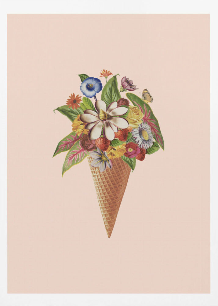 Botanical pink ice cream - Poster / Art Print