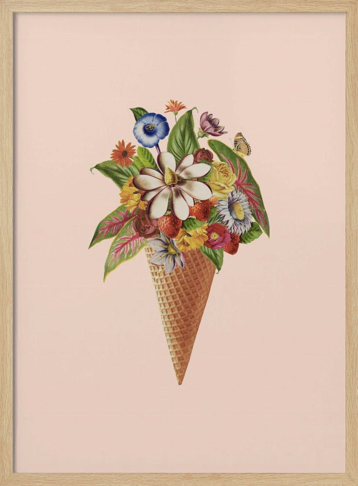 Botanical pink ice cream - Poster / Art Print