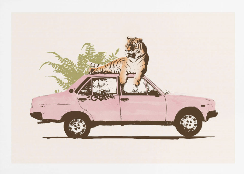 Tiger On Car - Poster / Art Print