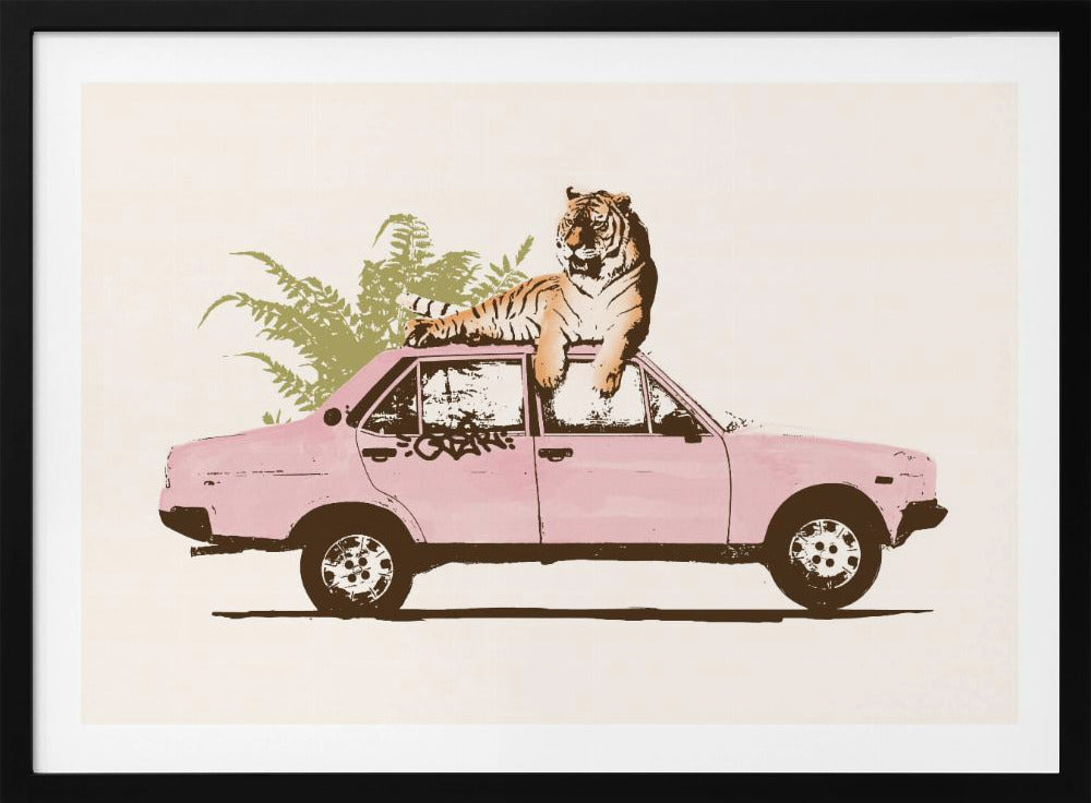 Tiger On Car - Poster / Art Print