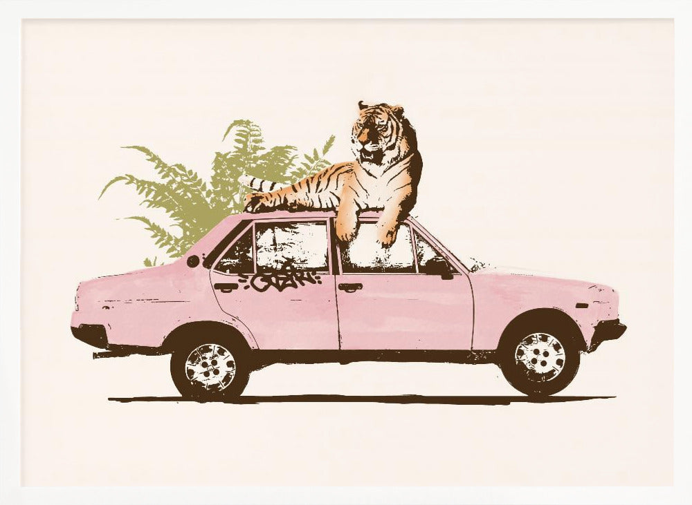 Tiger On Car - Poster / Art Print