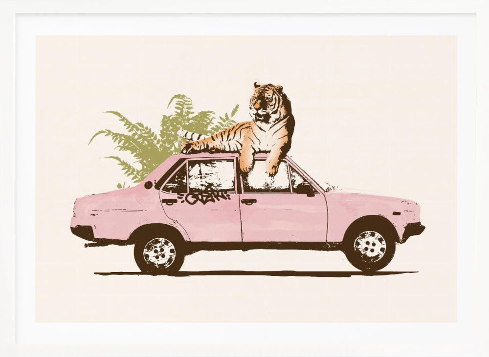 Tiger On Car - Poster / Art Print