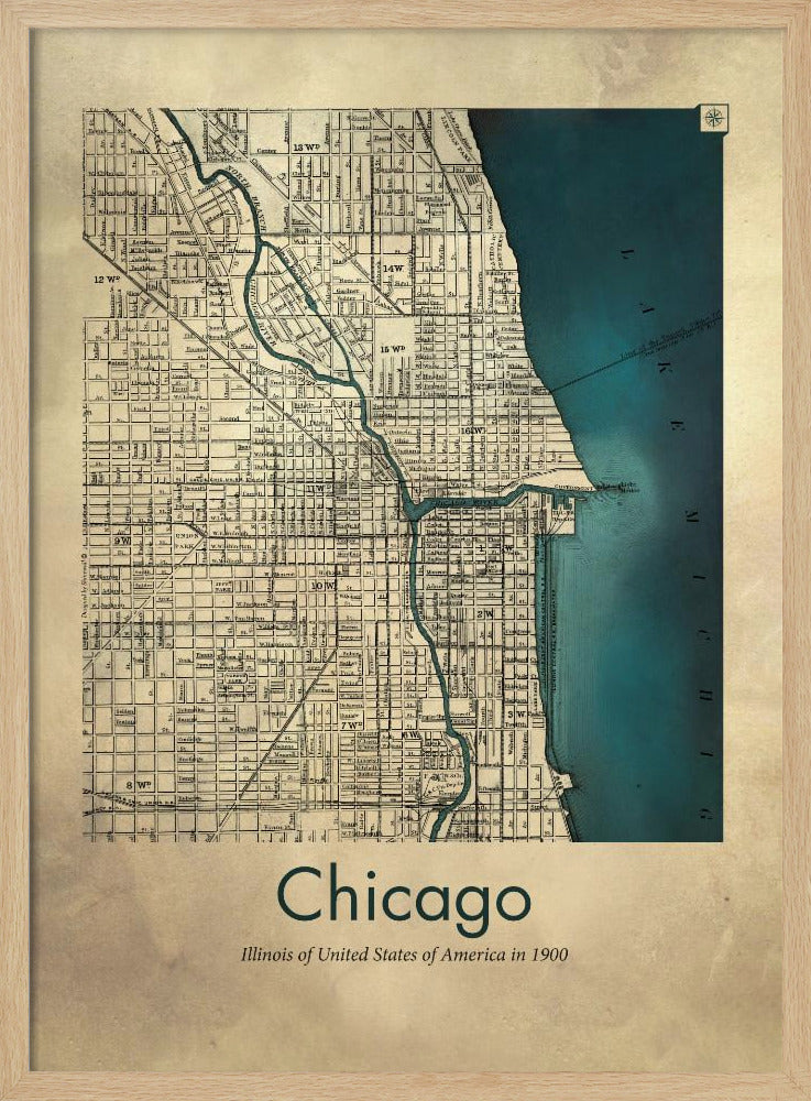 Chicago karta - Poster / Art Print