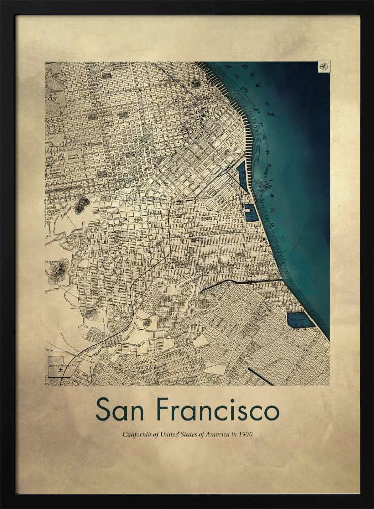 San Francisco retro karta - Poster / Art Print