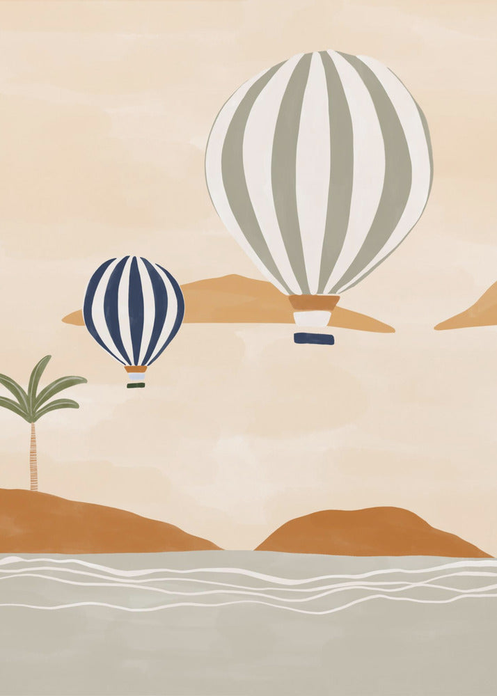 Airballoons In Dessert - Poster / Art Print