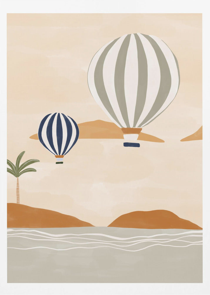 Airballoons In Dessert - Poster / Art Print