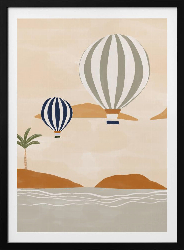 Airballoons In Dessert - Poster / Art Print