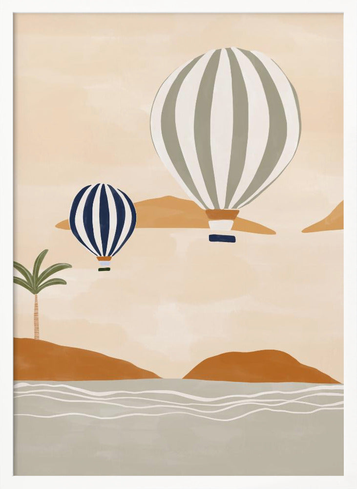 Airballoons In Dessert - Poster / Art Print