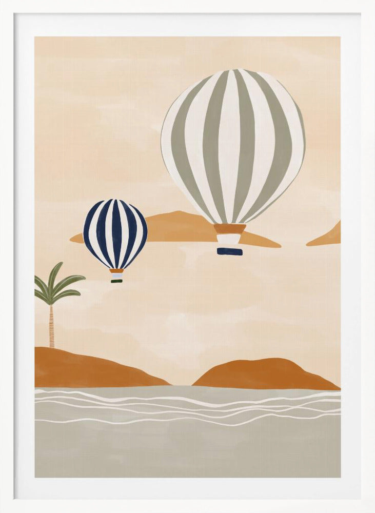 Airballoons In Dessert - Poster / Art Print