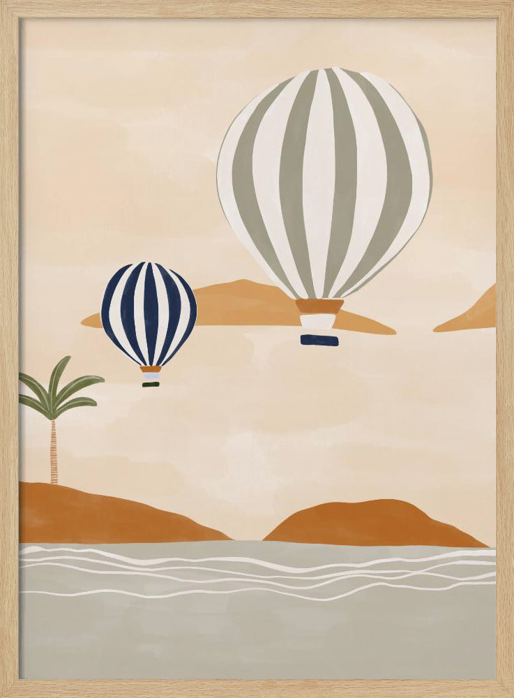 Airballoons In Dessert - Poster / Art Print