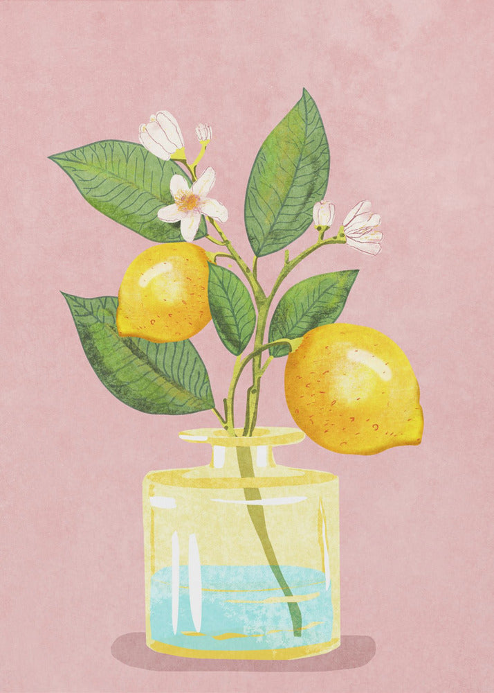 Lemon Bunch In Vase - Poster / Art Print