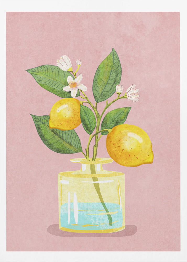 Lemon Bunch In Vase - Poster / Art Print