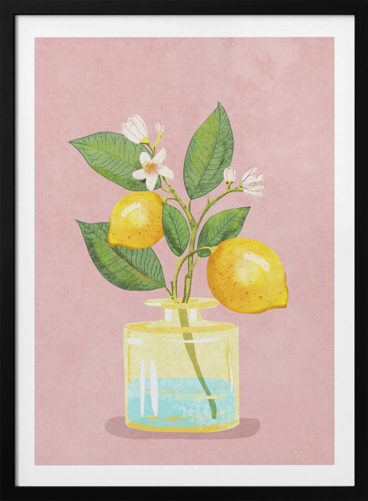 Lemon Bunch In Vase - Poster / Art Print