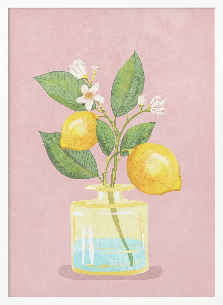 Lemon Bunch In Vase - Poster / Art Print