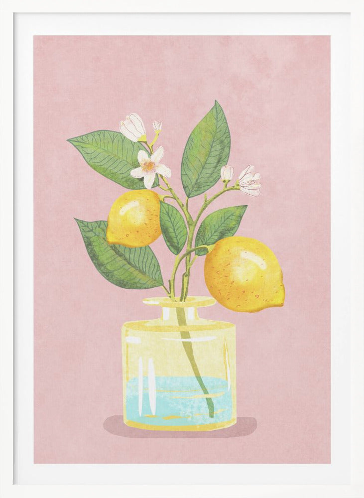 Lemon Bunch In Vase - Poster / Art Print