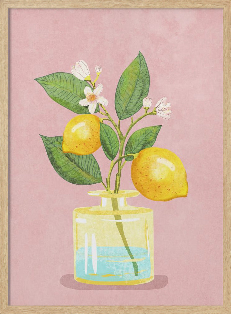 Lemon Bunch In Vase - Poster / Art Print